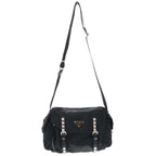 Prada Studded Nylon Shoulder Bag Black