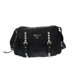 Prada Studded Nylon Shoulder Bag Black — view 5