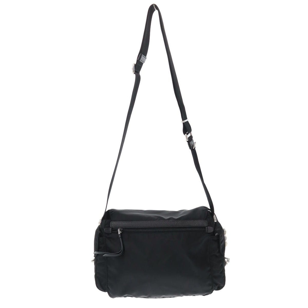 Prada Studded Nylon Shoulder Bag Black — view 2