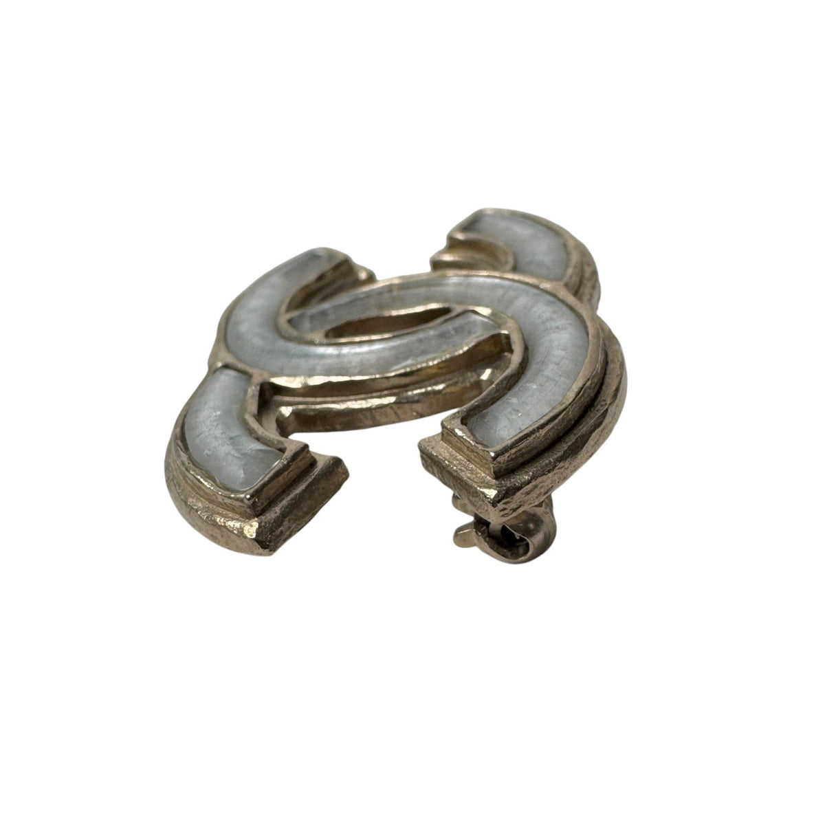 Chanel CC Logo Brooch Silver Gold — view 4