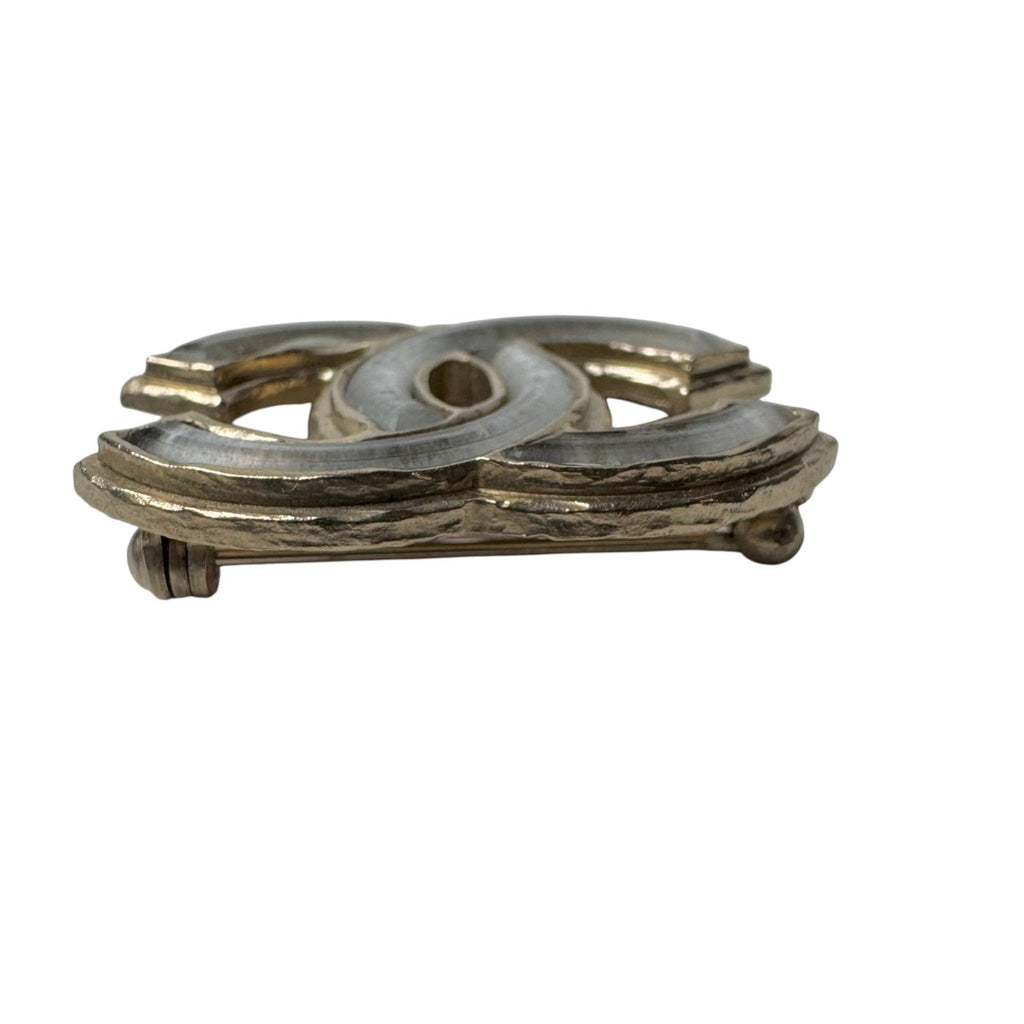 Chanel CC Logo Brooch Silver Gold — view 3