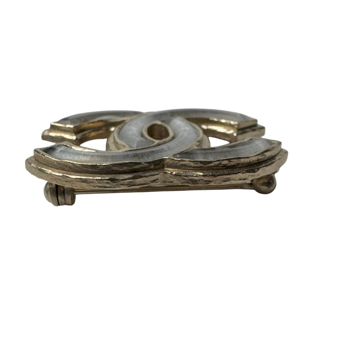 Chanel CC Logo Brooch Silver Gold — view 3