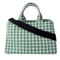 Prada Canapa Tote Houndstooth 2-Way Shoulder Bag Green Canvas