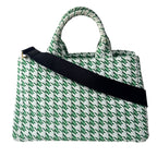 Prada Canapa Tote Houndstooth 2-Way Shoulder Bag Green Canvas