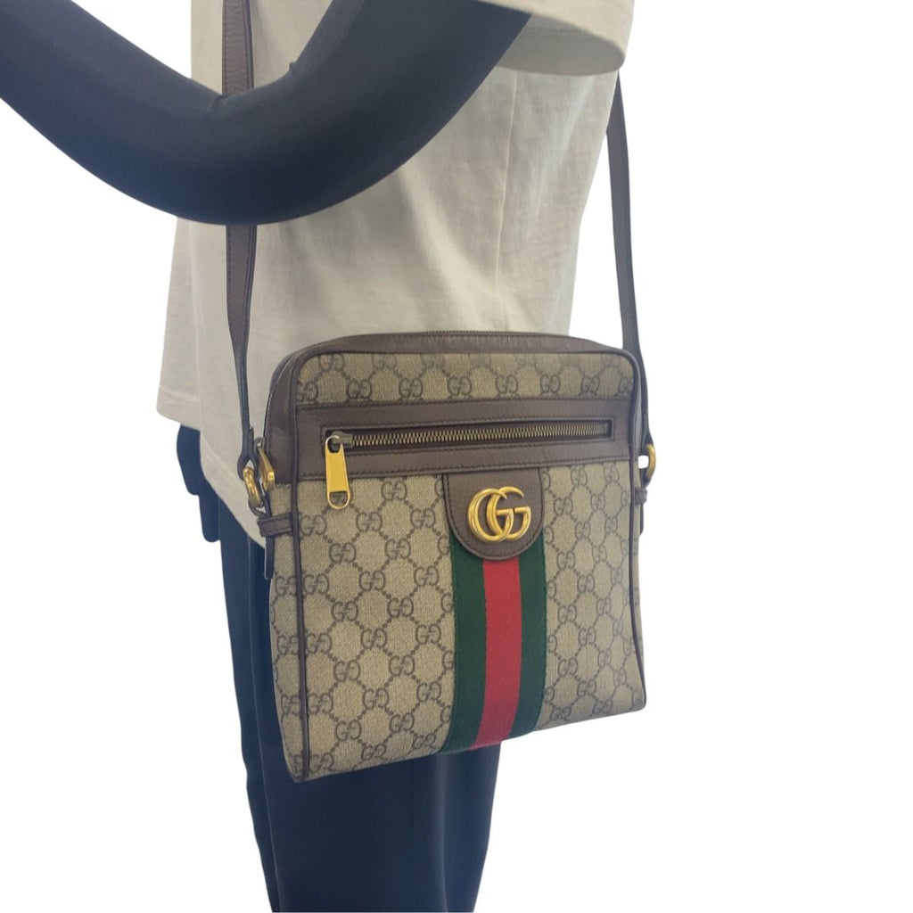 Gucci Ophidia Marmont GG Supreme Canvas Leather Shoulder Bag — view 3