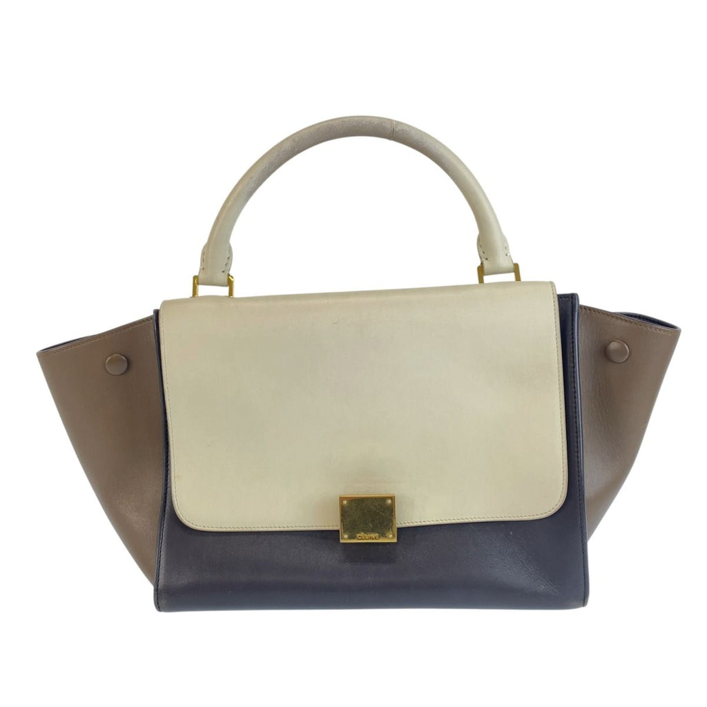 Celine Trapeze Brown White Leather 2-Way Shoulder Bag