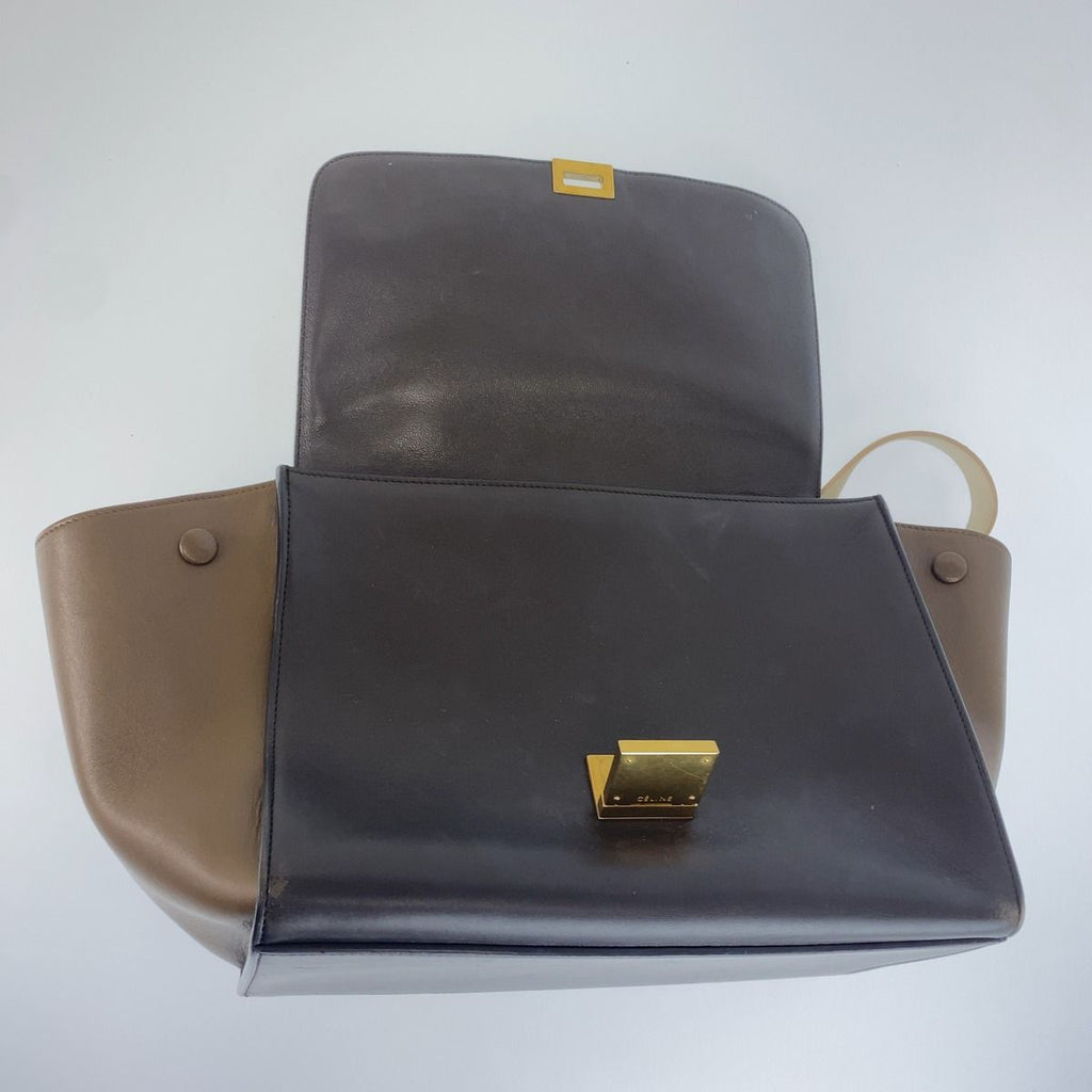 Celine Trapeze Brown White Leather 2-Way Shoulder Bag — view 7