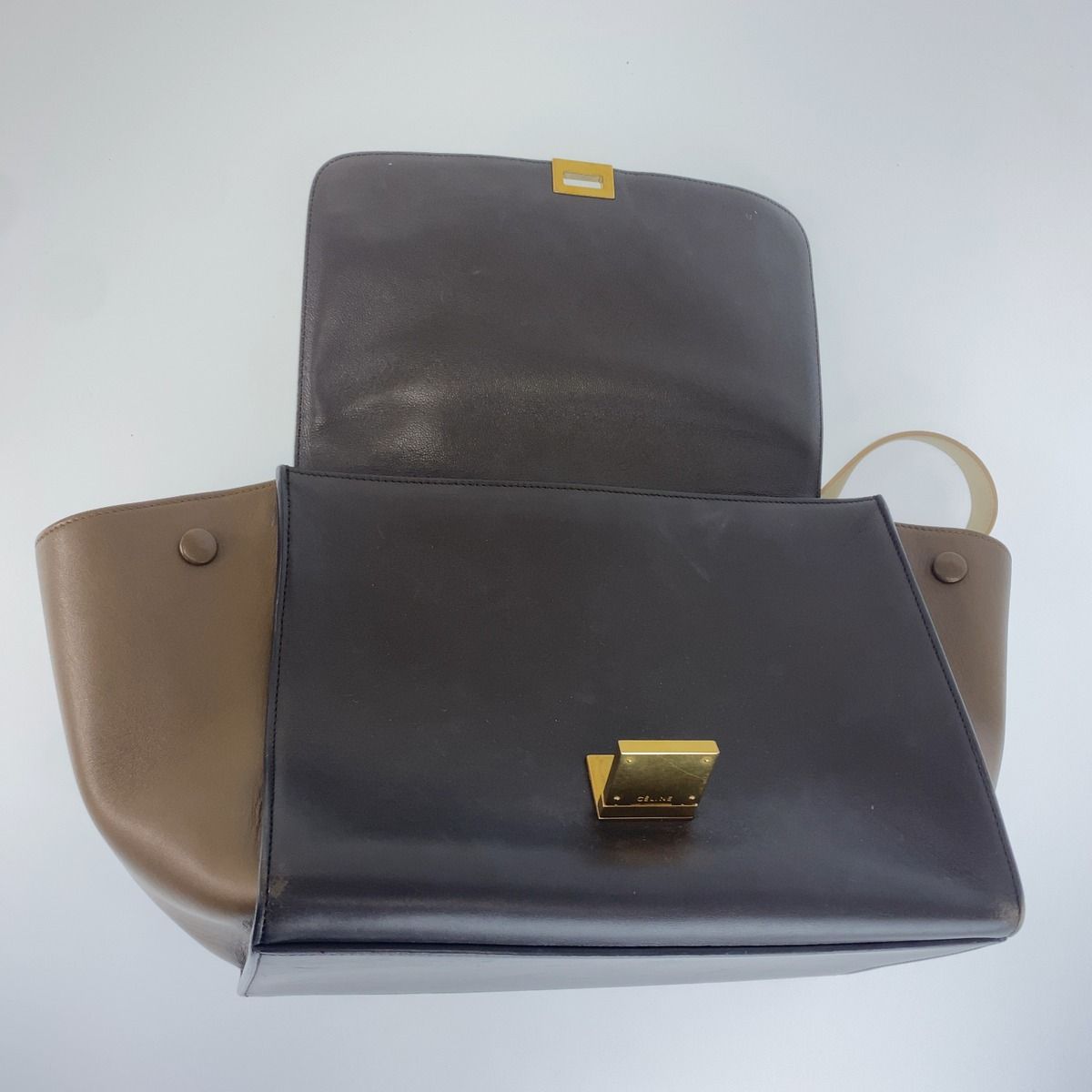 Celine Trapeze Brown White Leather 2-Way Shoulder Bag — view 7