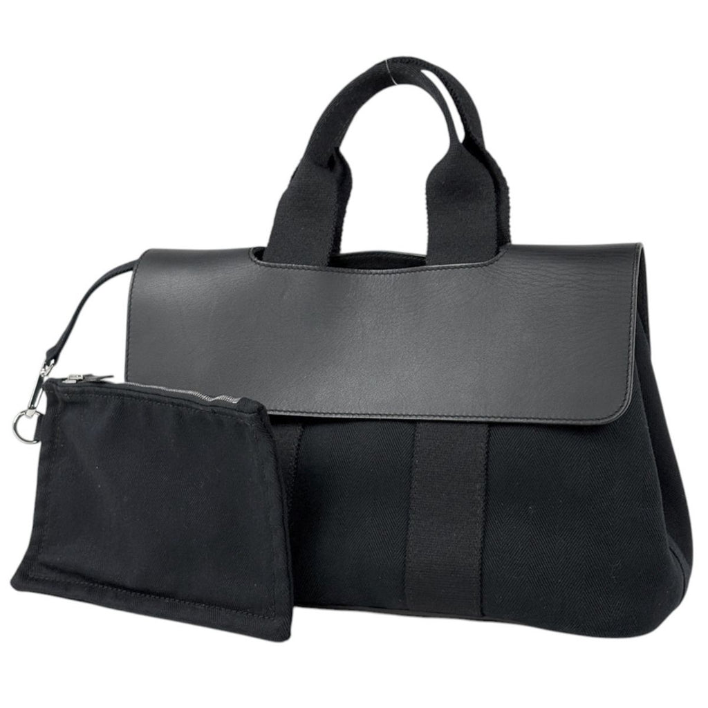 Hermes Valparaiso PM Handbag Handle Tote Toile H Black