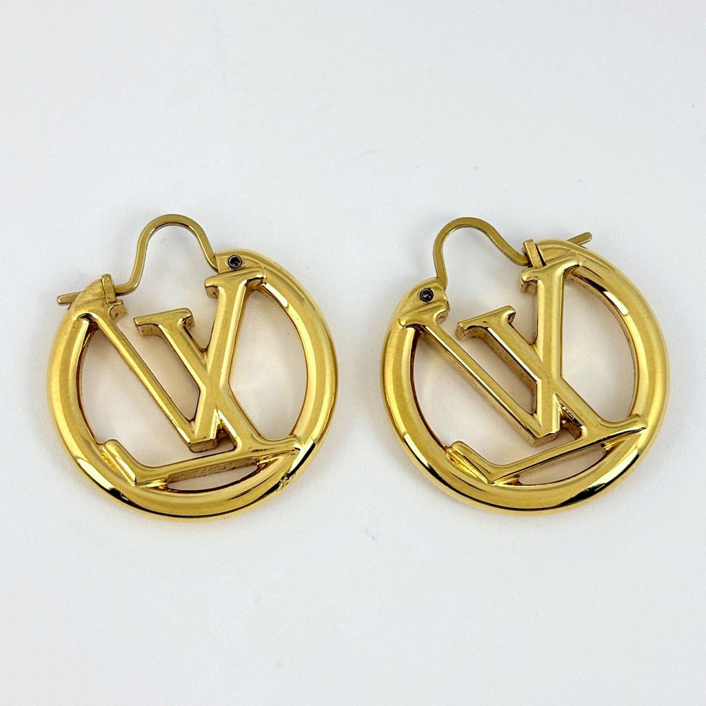 Louis Vuitton Earrings Louise LV Circle Metal Gold — view 4