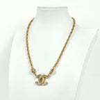 Chanel Necklace CC Logo Rhinestone Gold — view 6