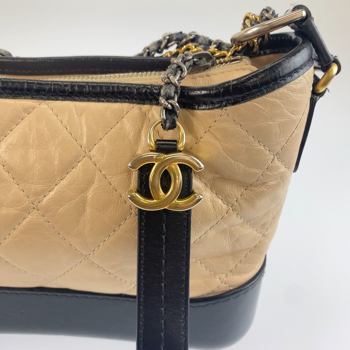 Chanel Gabrielle de Chanel Small Hobo Pink Beige Black Chain Shoulder Bag — view 4