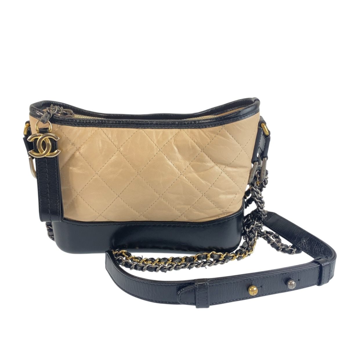 Chanel Gabrielle de Chanel Small Hobo Pink Beige Black Chain Shoulder Bag