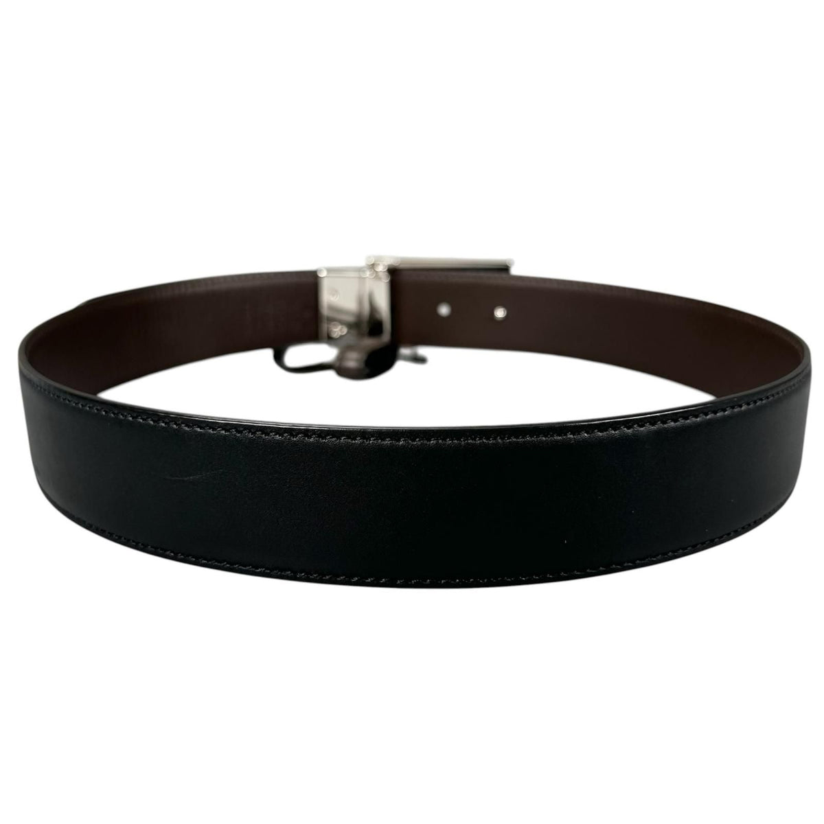 Gucci Square G Leather Brown Black Belt Silver — view 3