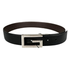 Gucci Square G Leather Brown Black Belt Silver — view 2
