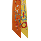 Hermes Twilly de les Boucle Silk Yellow Orange Scarf — view 3