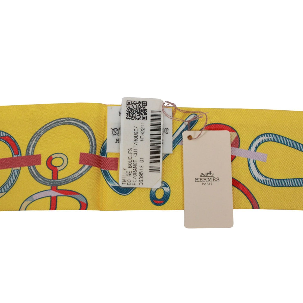 Hermes Twilly de les Boucle Silk Yellow Orange Scarf — view 5
