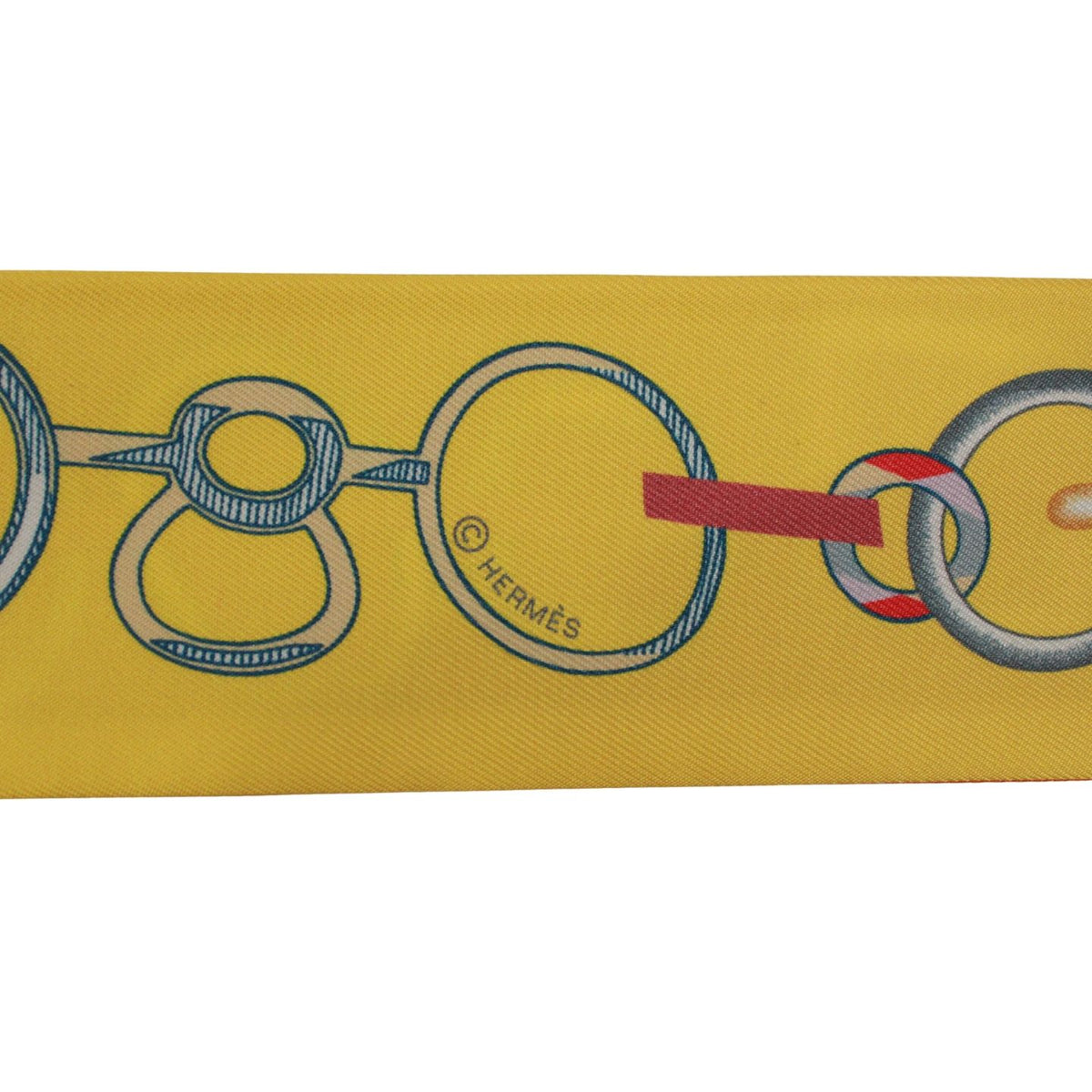 Hermes Twilly de les Boucle Silk Yellow Orange Scarf — view 4