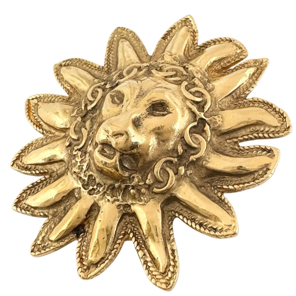 Chanel Lion Motif Gold Plated Brooch