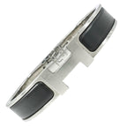 Hermes Clic H Silver Black Bangle Bracelet