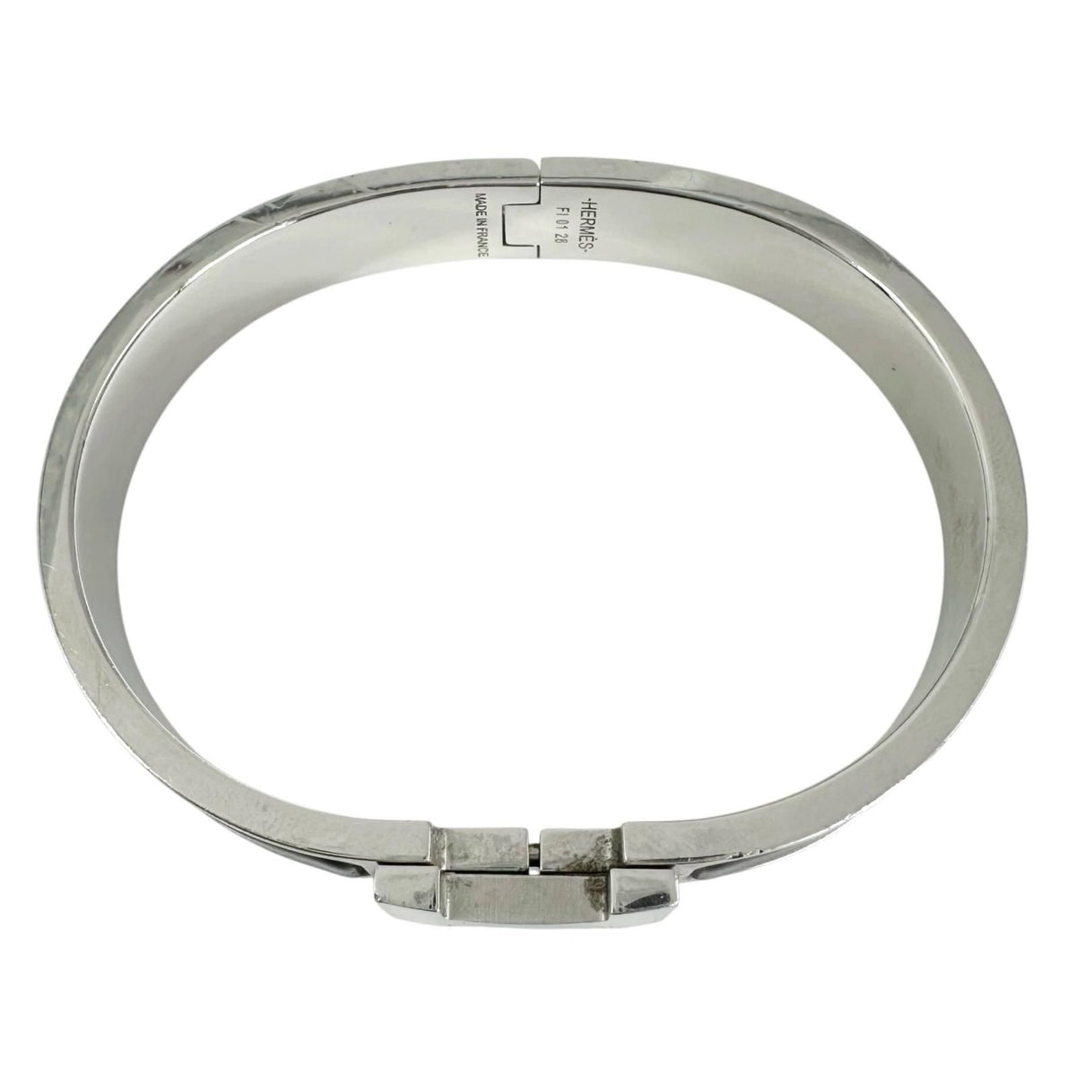 Hermes Clic H Silver Black Bangle Bracelet — view 2