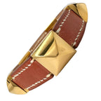 Hermes Medor Leather Metal Brown Bracelet Gold
