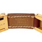 Hermes Medor Leather Metal Brown Bracelet Gold — view 6