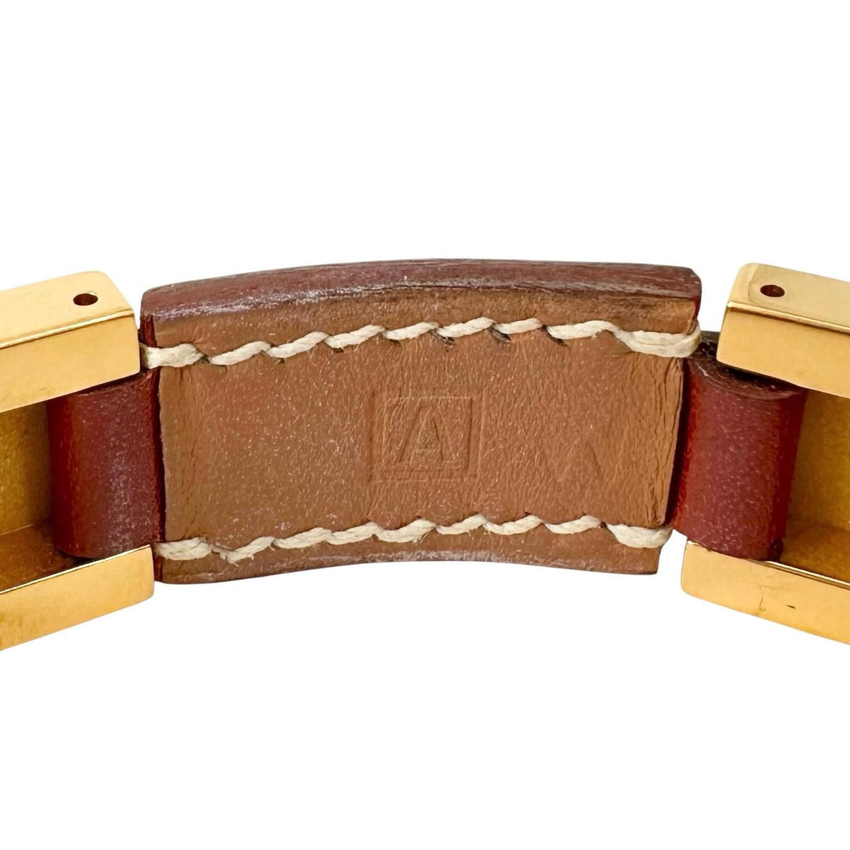 Hermes Medor Leather Metal Brown Bracelet Gold — view 8