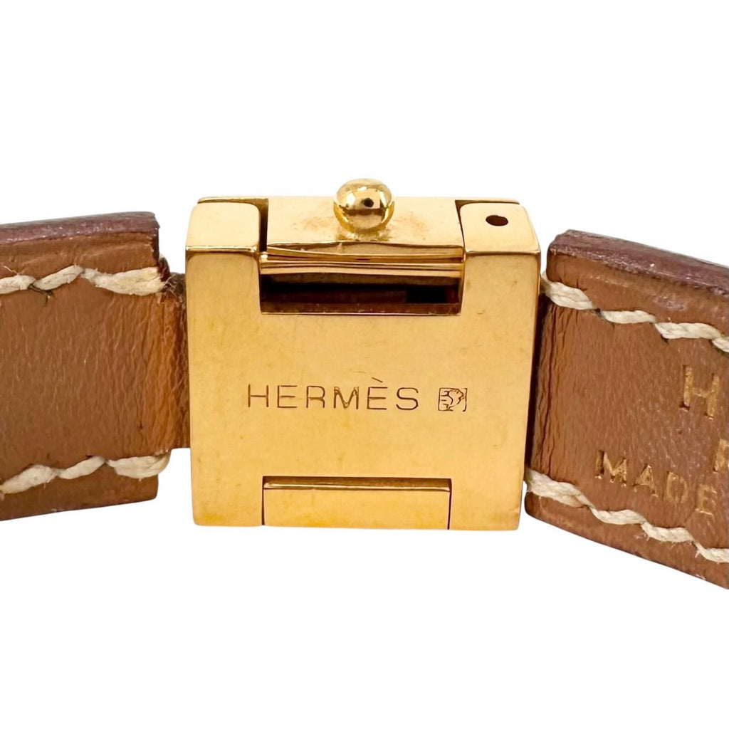 Hermes Medor Leather Metal Brown Bracelet Gold — view 7