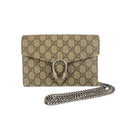 Gucci Dionysus Gray Brown Silver GG Supreme Canvas Shoulder Bag Chain Wallet