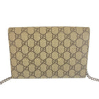 Gucci Dionysus Gray Brown Silver GG Supreme Canvas Shoulder Bag Chain Wallet — view 2