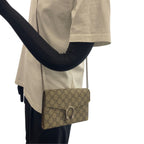 Gucci Dionysus Gray Brown Silver GG Supreme Canvas Shoulder Bag Chain Wallet — view 3