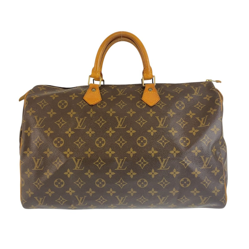 Louis Vuitton Monogram Speedy 40 Brown Leather Mini Boston Bag
