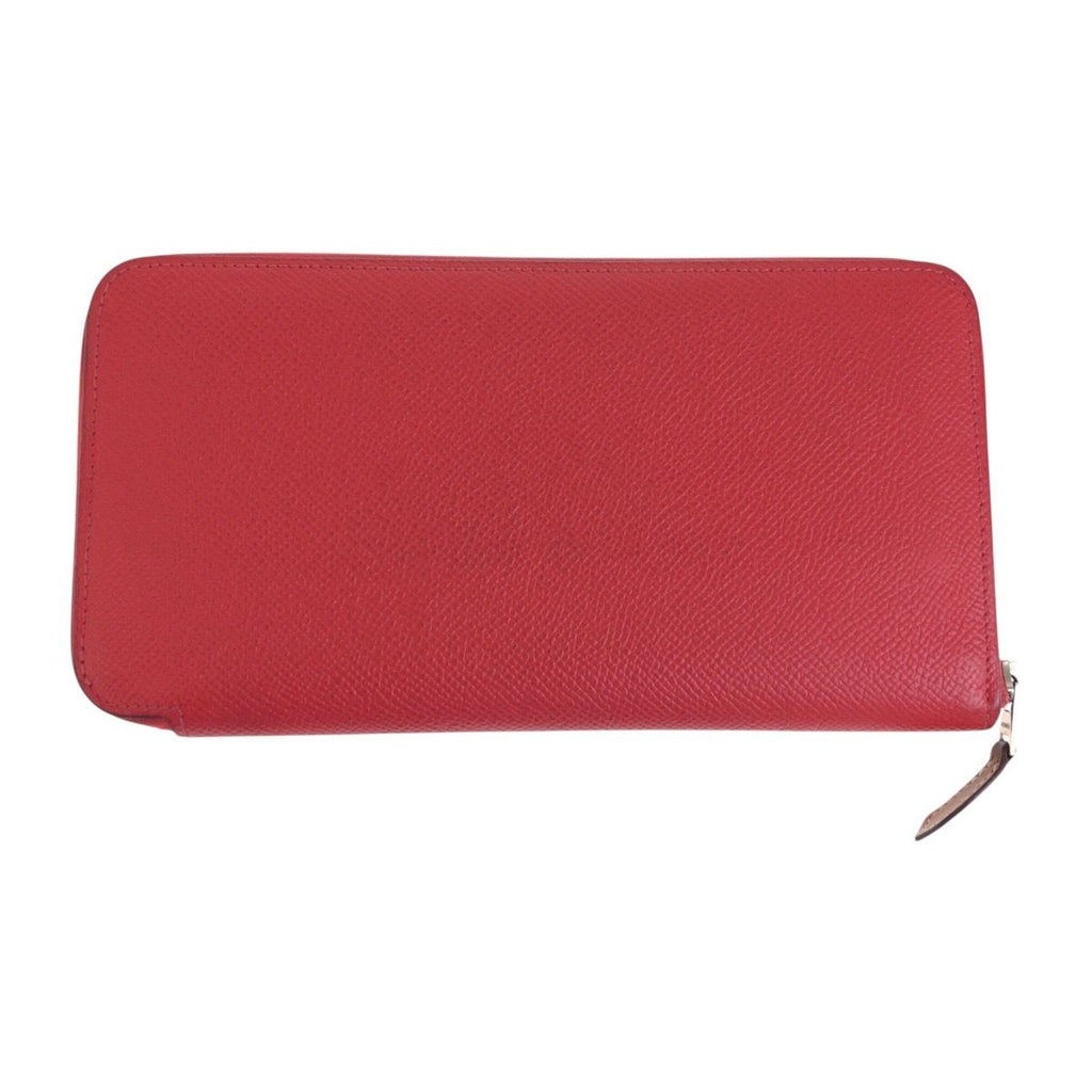Hermes Azap Silk'in Rouge Red Silver Veau Epsom Wallet