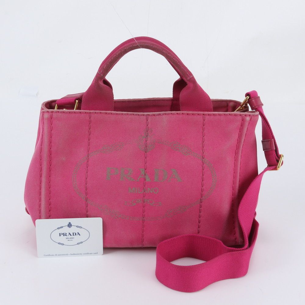 Prada Canapa Leather Canvas 2-Way Shoulder Bag