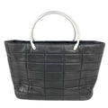 Chanel Handbag Metal Handle CC Logo Russian Choco Bar Nylon Canvas Black