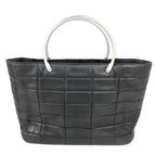 Chanel Handbag Metal Handle CC Logo Russian Choco Bar Nylon Canvas Black
