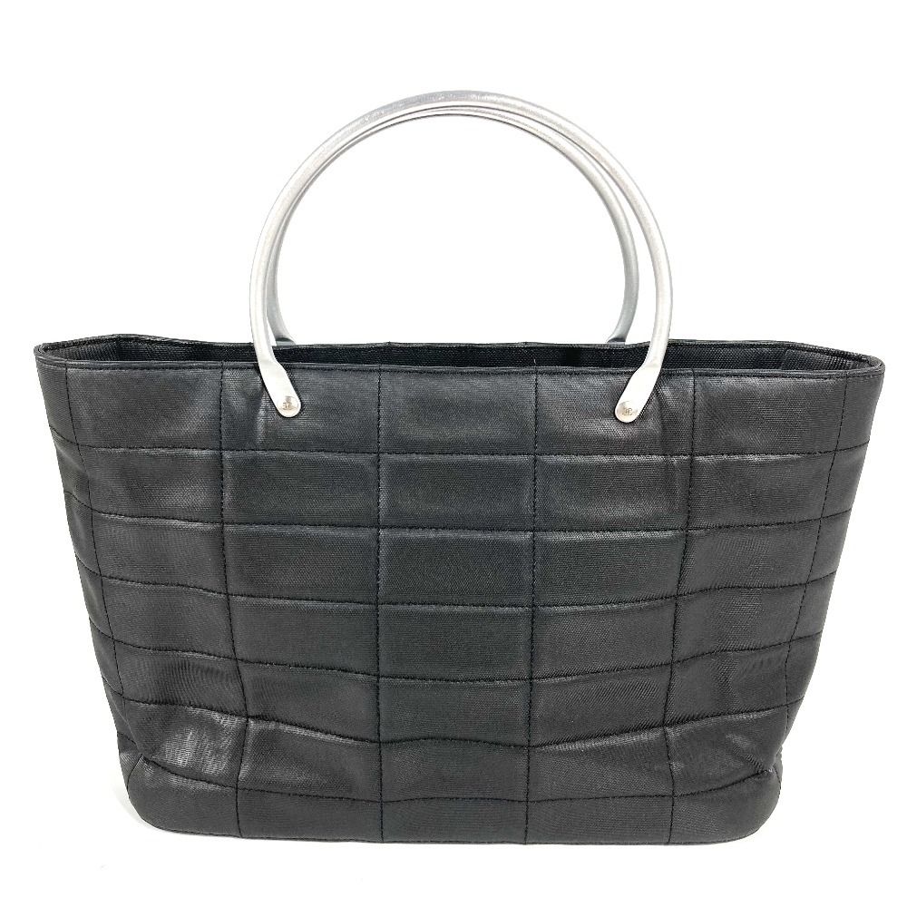 Chanel Handbag Metal Handle CC Logo Russian Choco Bar Nylon Canvas Black