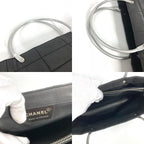 Chanel Handbag Metal Handle CC Logo Russian Choco Bar Nylon Canvas Black — view 8