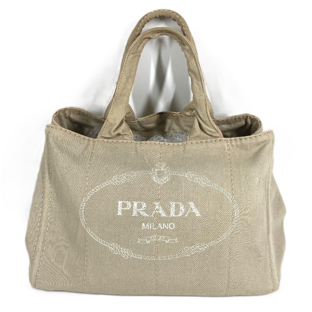 Prada Handbag Canapa Logo Canvas Beige