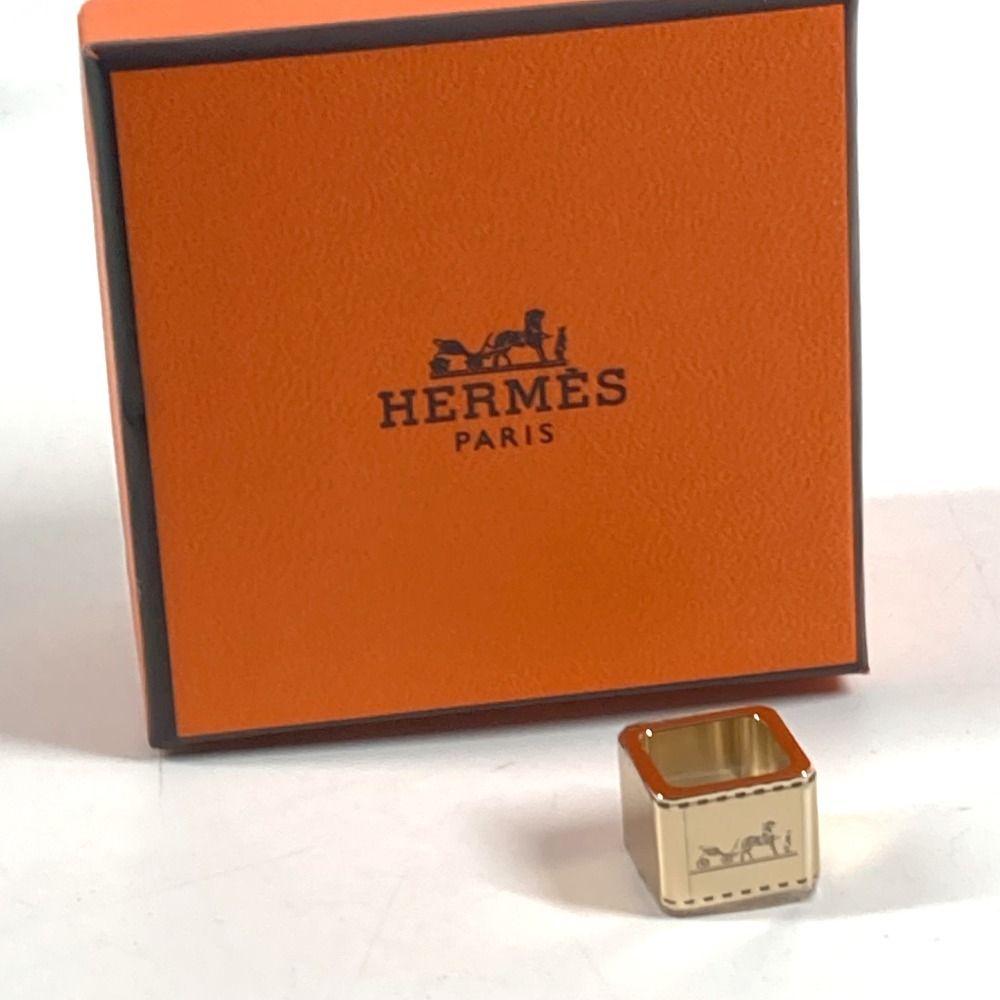 Hermes Scarf Ring Mini Bolduc Logo Metal Gold — view 7