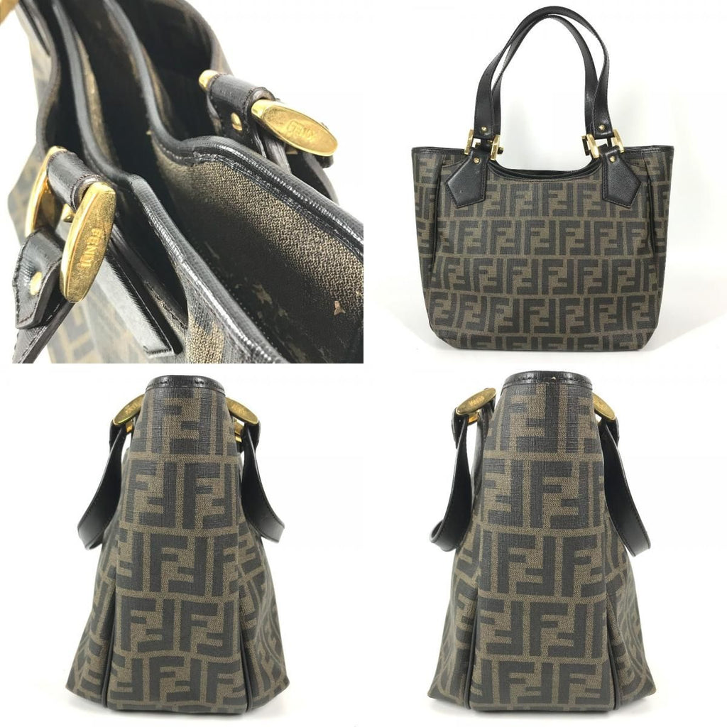 Fendi Tote Bag Zucca Logo Leather Brown — view 8