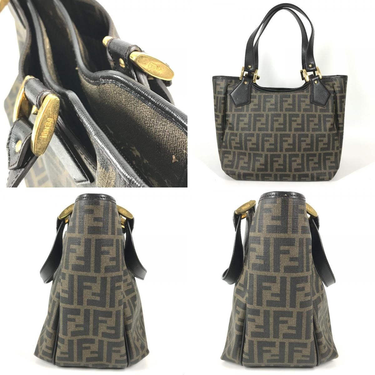 Fendi Tote Bag Zucca Logo Leather Brown — view 8
