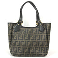Fendi Tote Bag Zucca Logo Leather Brown