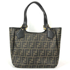 Fendi Tote Bag Zucca Logo Leather Brown