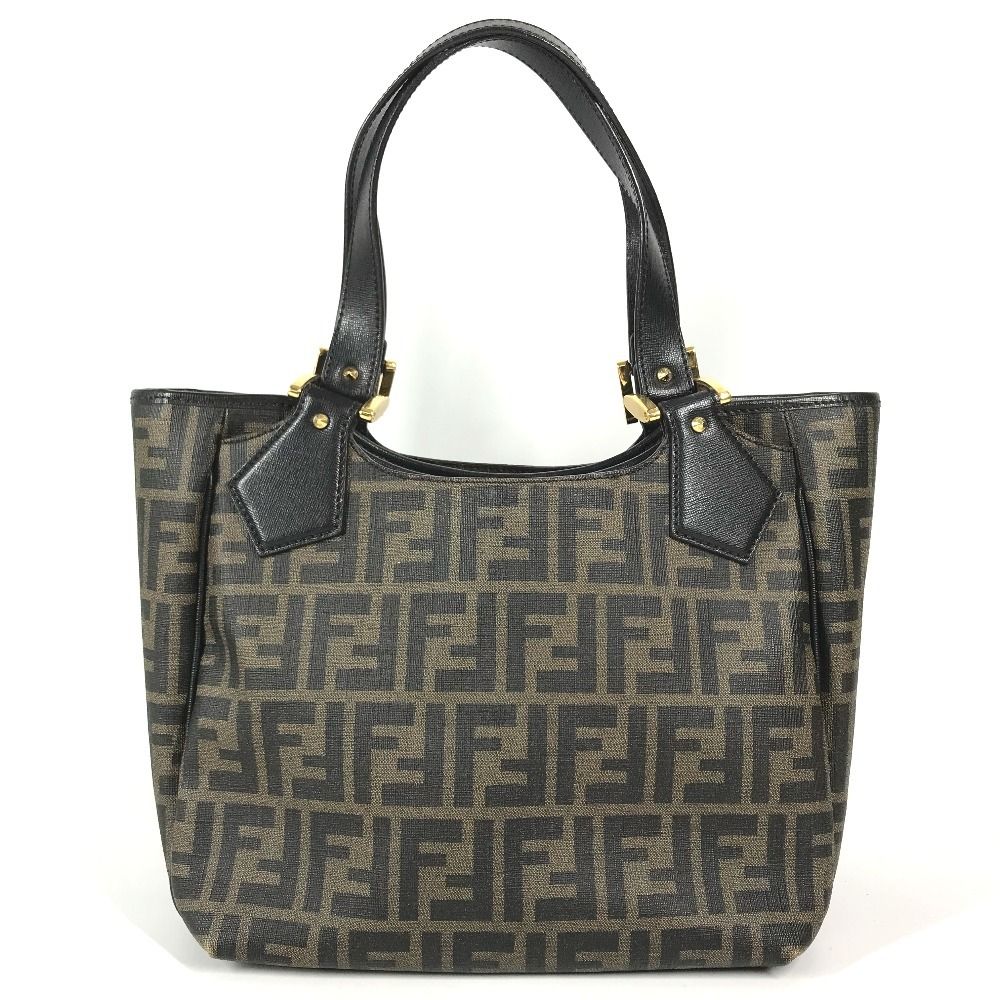 Fendi Tote Bag Zucca Logo Leather Brown