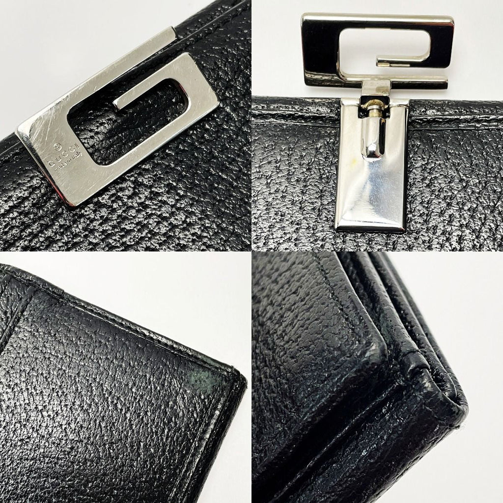 Gucci Bifold Long Wallet 035 1408 2097 Black Pigskin Leather Silver — view 7