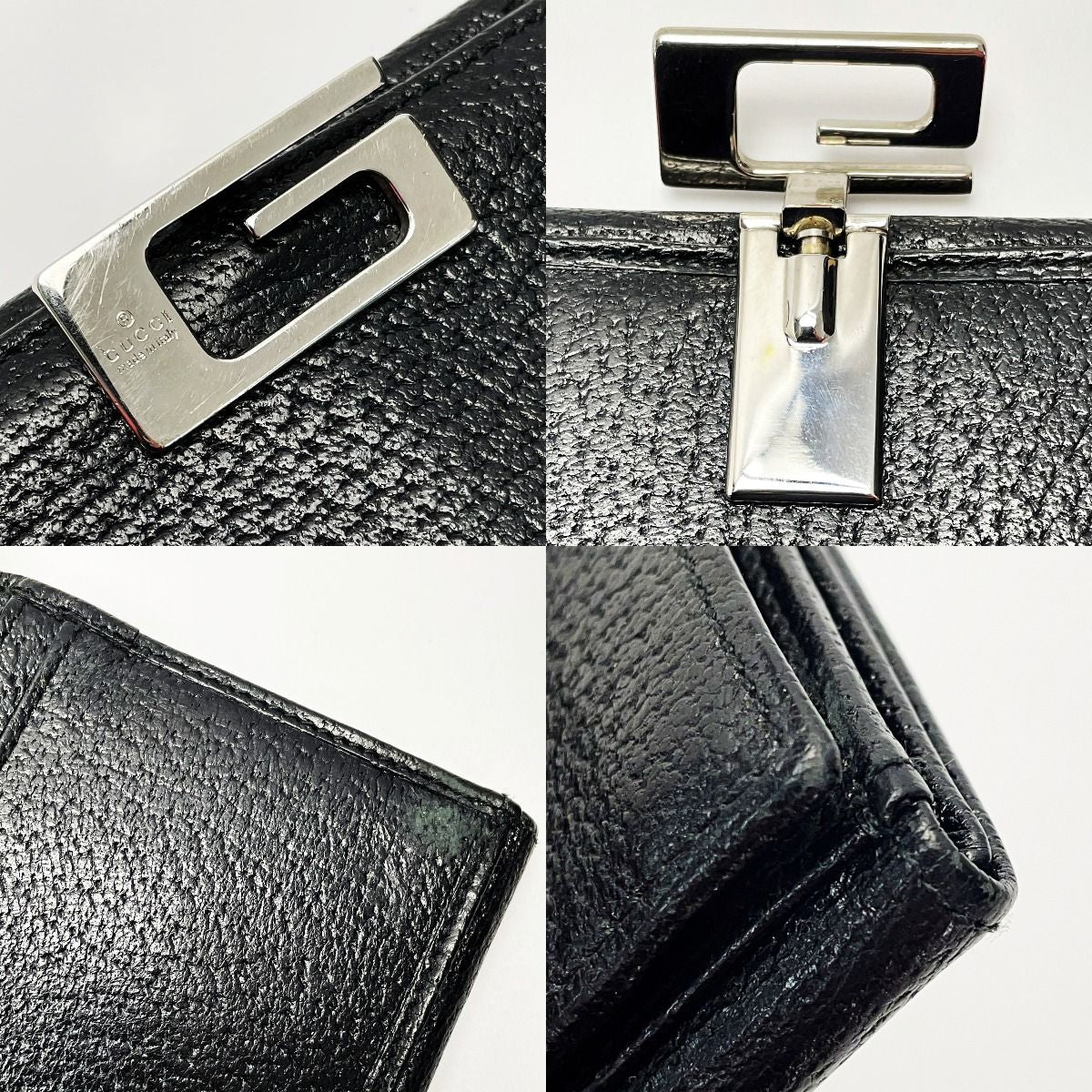 Gucci Bifold Long Wallet 035 1408 2097 Black Pigskin Leather Silver — view 7