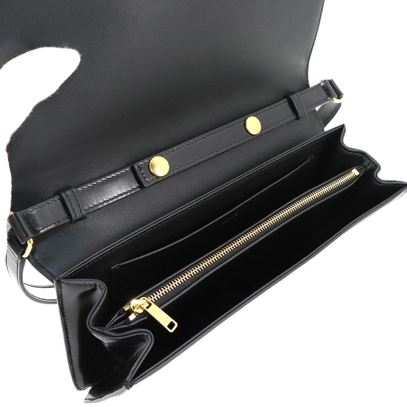 Celine Triomphe Trapeze 2-Way Shoulder Clutch Bag Leather Black Gold Hardware — view 5