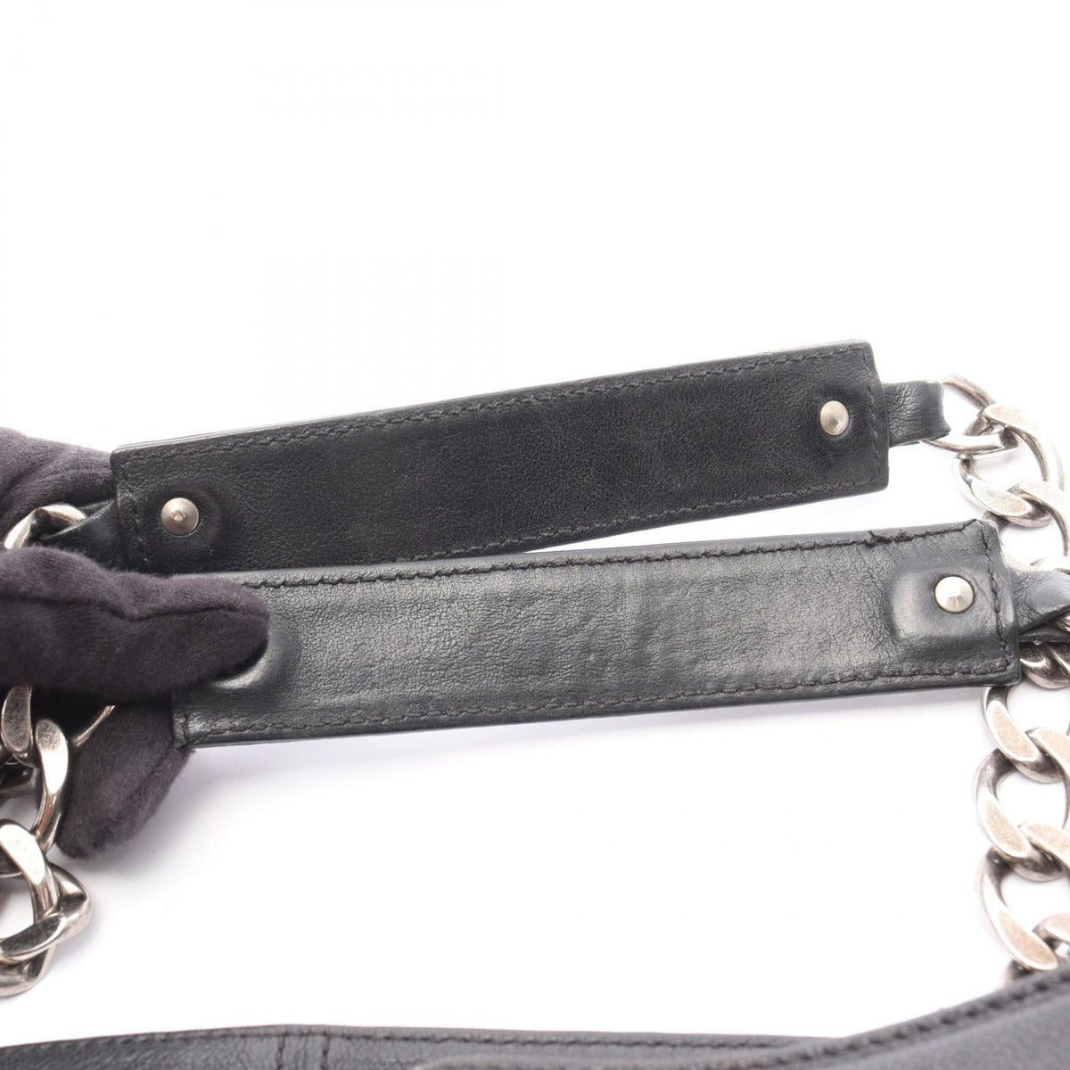 Chanel Tote Black Leather CC Logo Chain Hand B — view 4